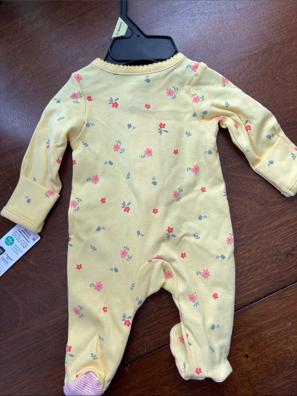 Carter's Yellow Floral Heart Footed One-Piece